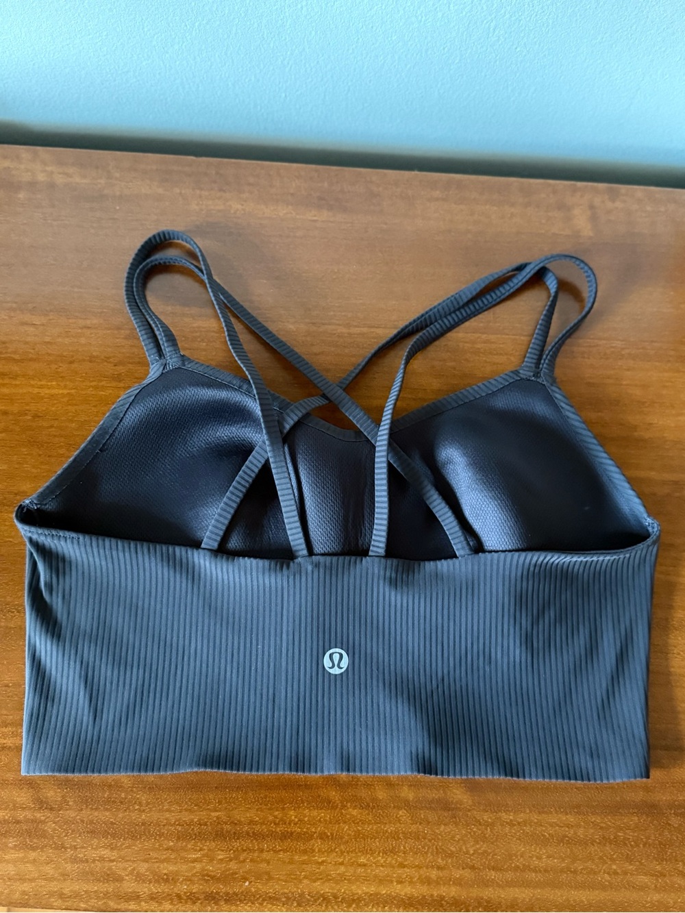 lululemon athletica Black Ribbed Strappy Longline Sports Bra